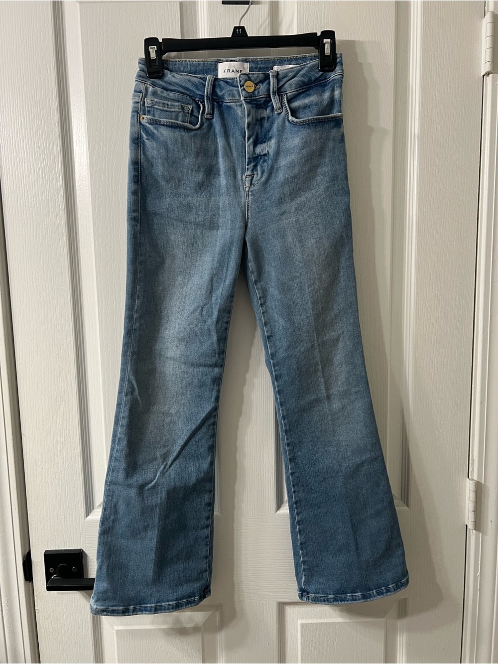 Frame Denim Light Blue Cropped Flare Jeans